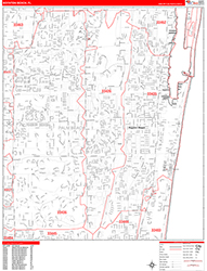 Boynton Beach Wall Map Zip Code Red Line Style 2026